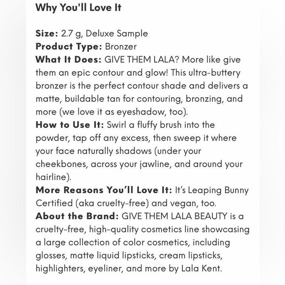 NEW … GIVE THEM LALA Mini Bronzer In Ibiza - Picture 2 of 8